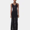 Rochie lungă neagră din dantelă