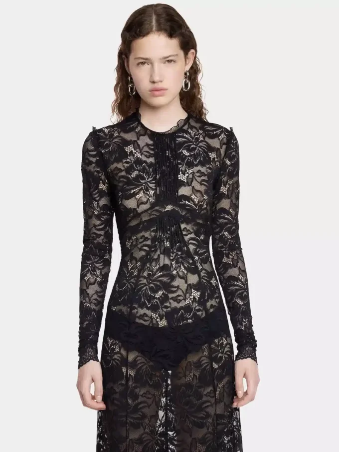 Rochie lungă neagră din dantelă