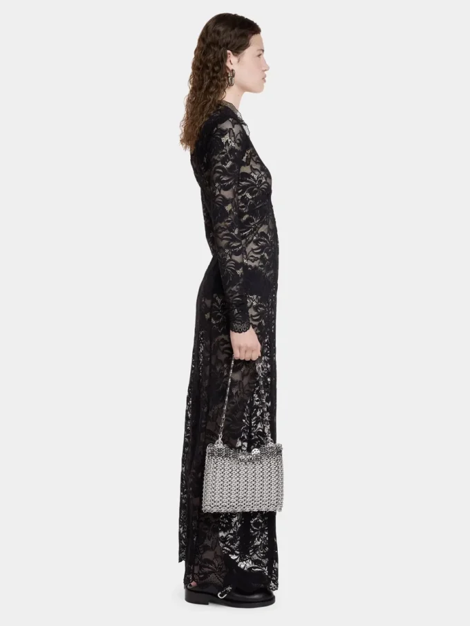 Rochie lungă neagră din dantelă