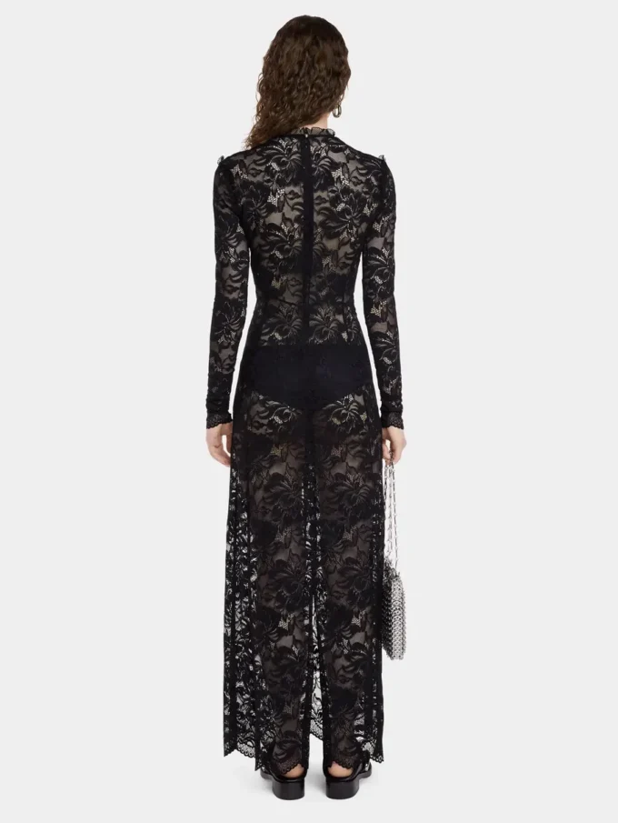 Rochie lungă neagră din dantelă