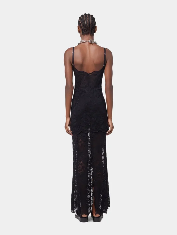 Rochie lungă neagră din dantelă