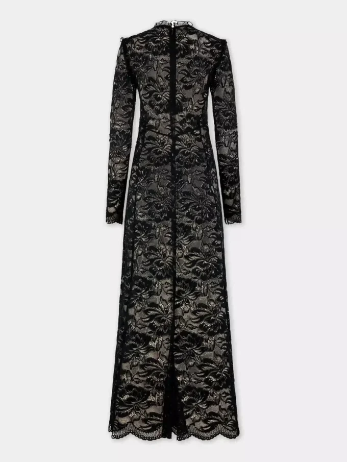 Rochie lungă neagră din dantelă
