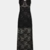 Rochie lungă neagră din dantelă