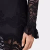 Rochie lungă neagră din dantelă și jersey