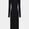 Rochie lungă neagră din lână
