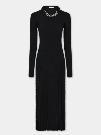 Rochie lungă neagră din lână