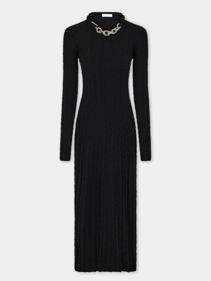 Rochie lungă neagră din lână