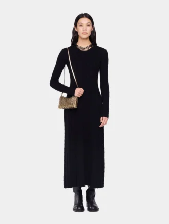Rochie lungă neagră din lână