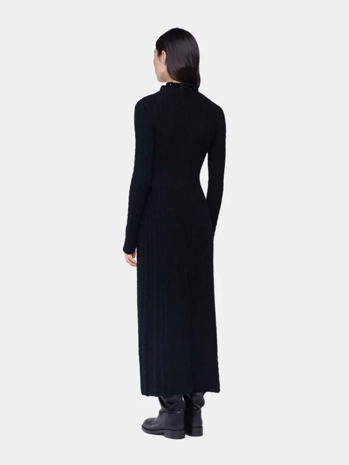Rochie lungă neagră din lână
