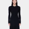 Rochie lungă neagră din lână