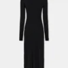 Rochie lungă neagră din lână