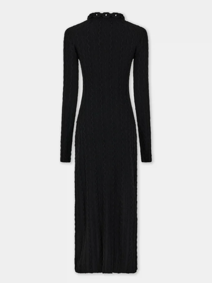 Rochie lungă neagră din lână