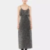 Rochie midi din crep cu detalii brodate cu paiete