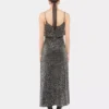 Rochie midi din crep cu detalii brodate cu paiete