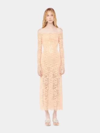 Rochie midi din dantelă cu broderii din paiete