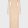 Rochie midi din dantelă cu broderii din paiete