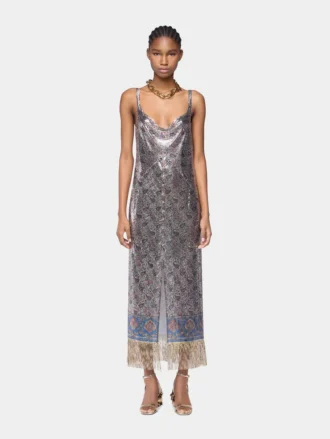 Rochie midi din plasă imprimată