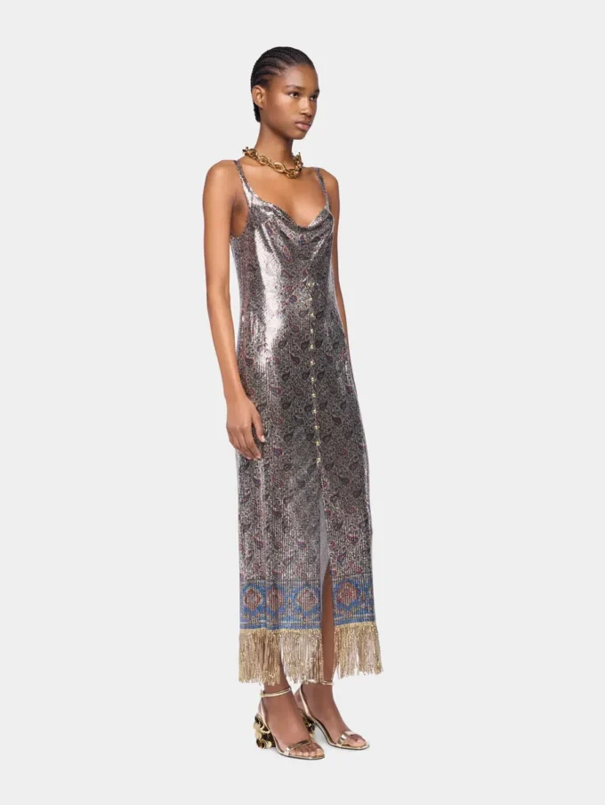 Rochie midi din plasă imprimată