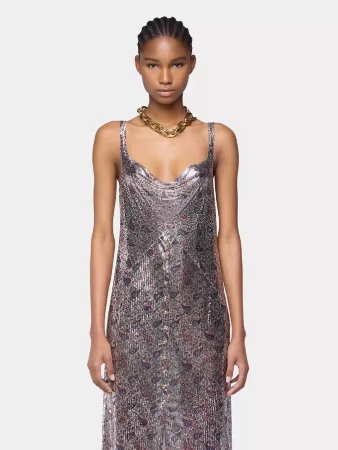 Rochie midi din plasă imprimată