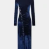 Rochie midi drapată din catifea