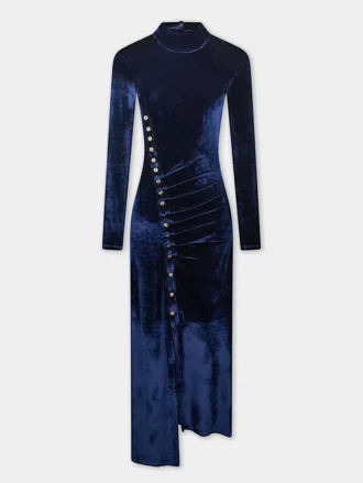 Rochie midi drapată din catifea