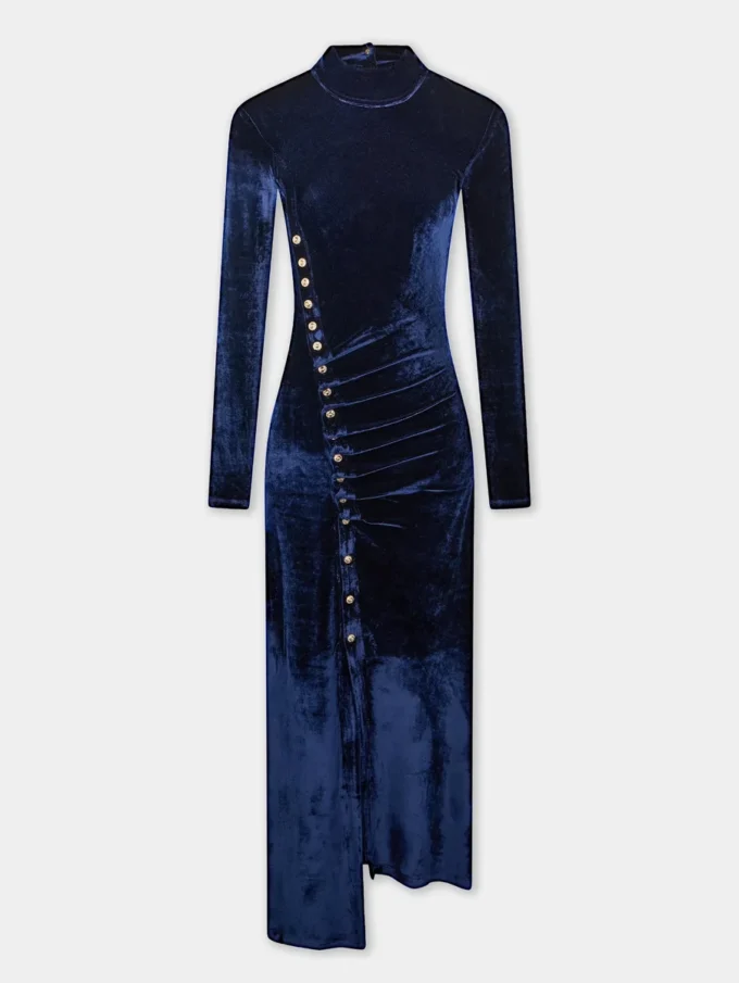 Rochie midi drapată din catifea