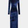 Rochie midi drapată din catifea