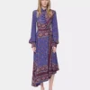 Rochie midi drapată din jersey imprimat