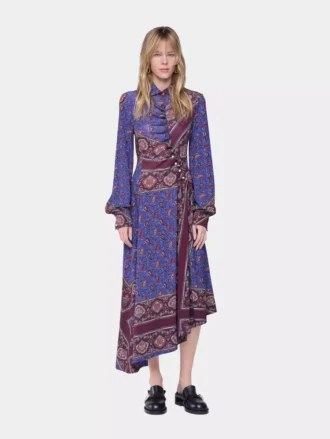 Rochie midi drapată din jersey imprimat