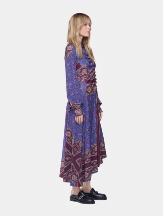 Rochie midi drapată din jersey imprimat