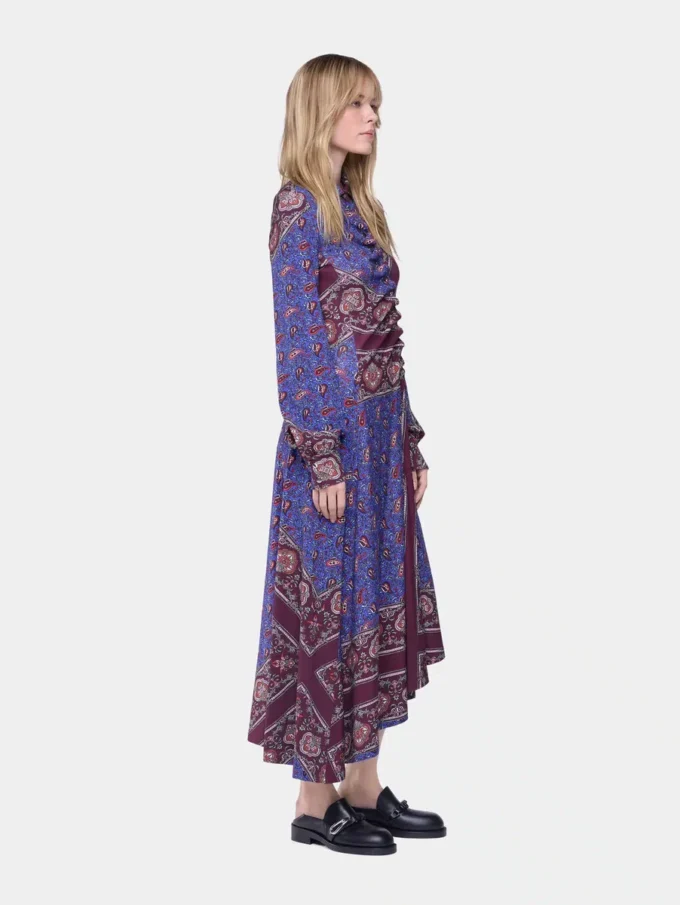 Rochie midi drapată din jersey imprimat