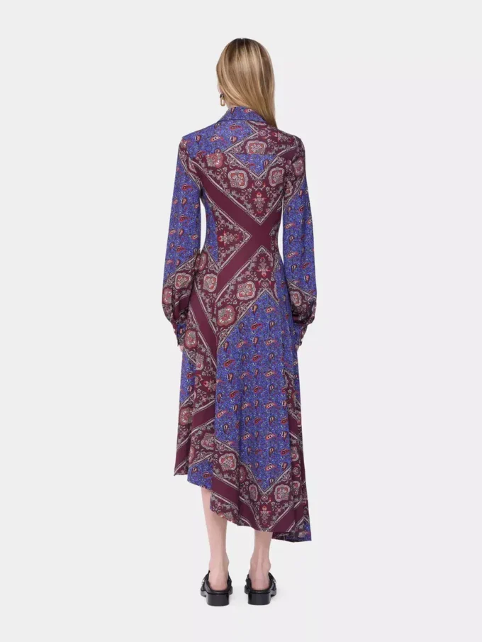 Rochie midi drapată din jersey imprimat
