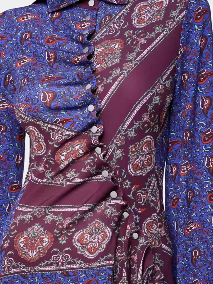 Rochie midi drapată din jersey imprimat