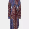 Rochie midi drapată din jersey imprimat