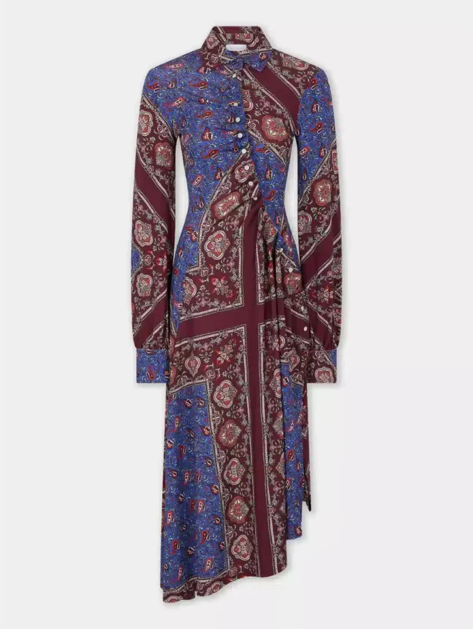 Rochie midi drapată din jersey imprimat