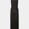 Rochie midi drapată din piele