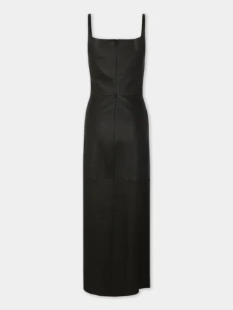 Rochie midi drapată din piele