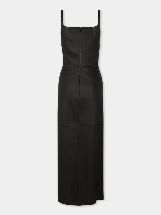 Rochie midi drapată din piele
