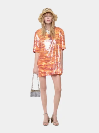 Rochie mini din bumbac și paiete