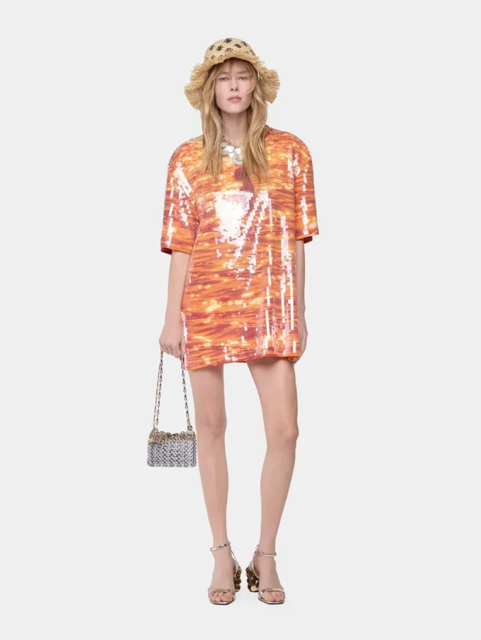 Rochie mini din bumbac și paiete