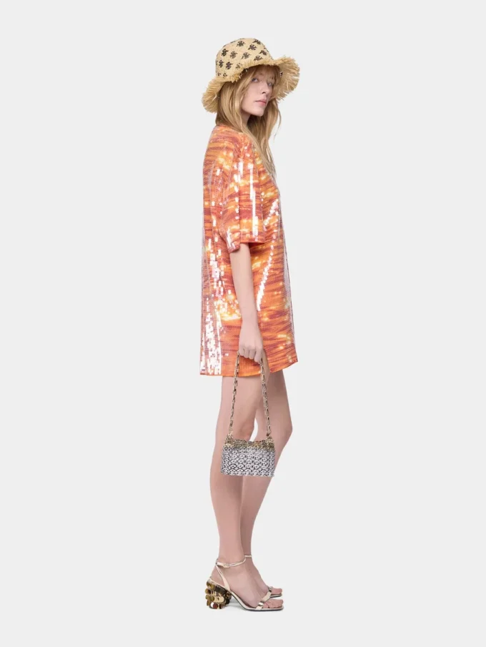 Rochie mini din bumbac și paiete