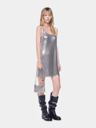 Rochie mini fără mâneci din plasă