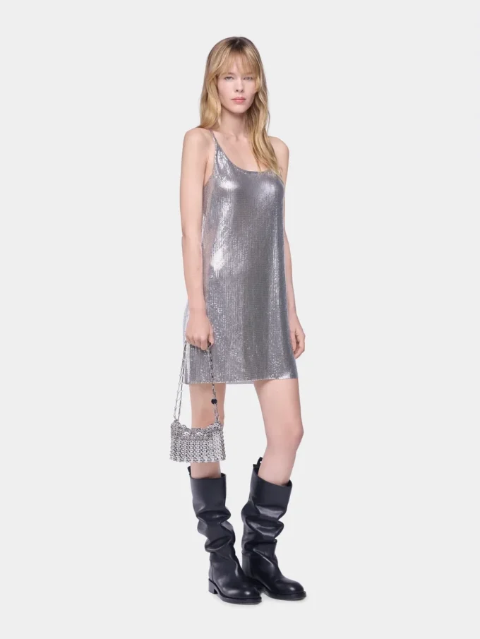 Rochie mini fără mâneci din plasă