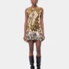 Rochie scurtă aurie asamblată