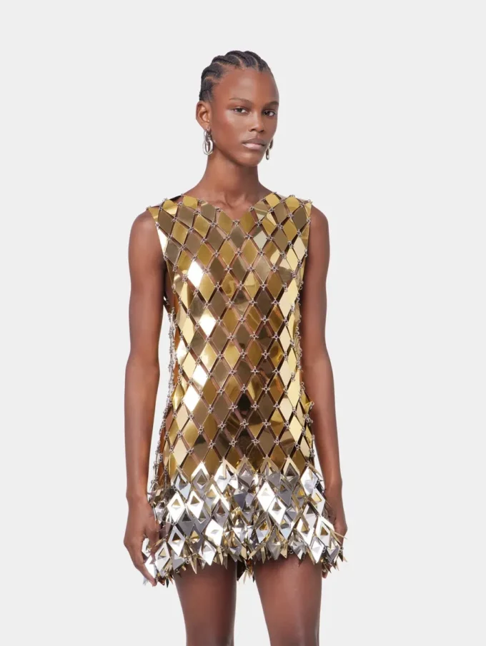 Rochie scurtă aurie asamblată