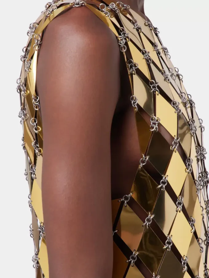 Rochie scurtă aurie asamblată
