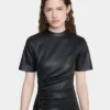 Rochie scurtă din piele de miel