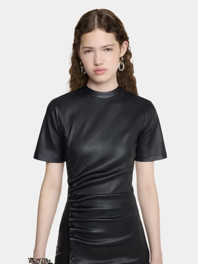 Rochie scurtă din piele de miel