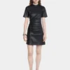 Rochie scurtă din piele de miel