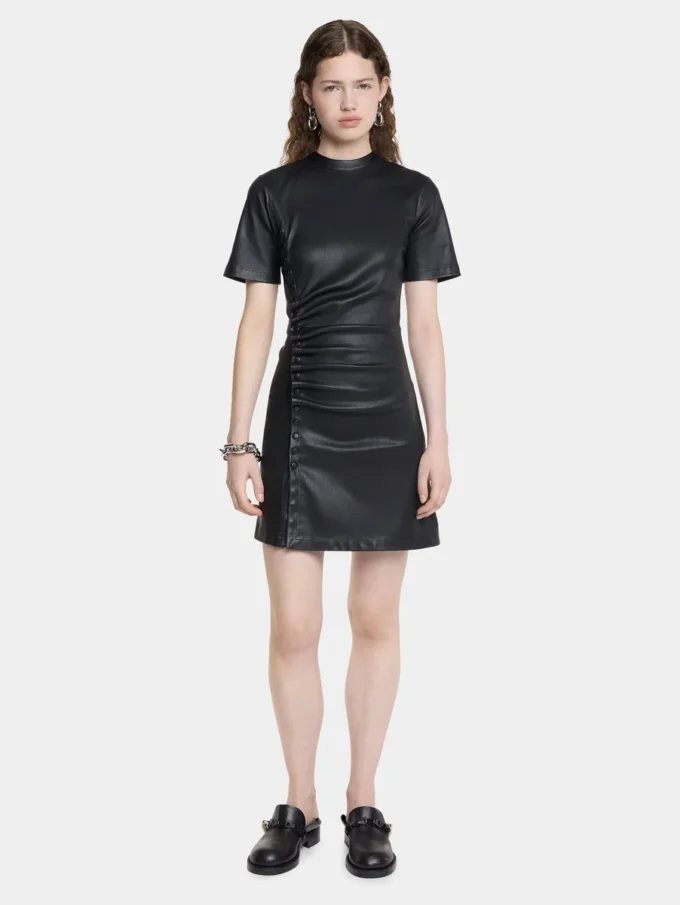 Rochie scurtă din piele de miel